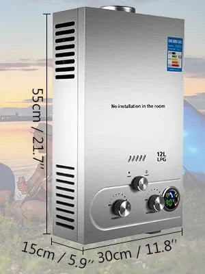 VEVOR Propane Gas Tankless Water Heater 6L-18L | Outdoor Camping & Bathroom | Instant Hot Water