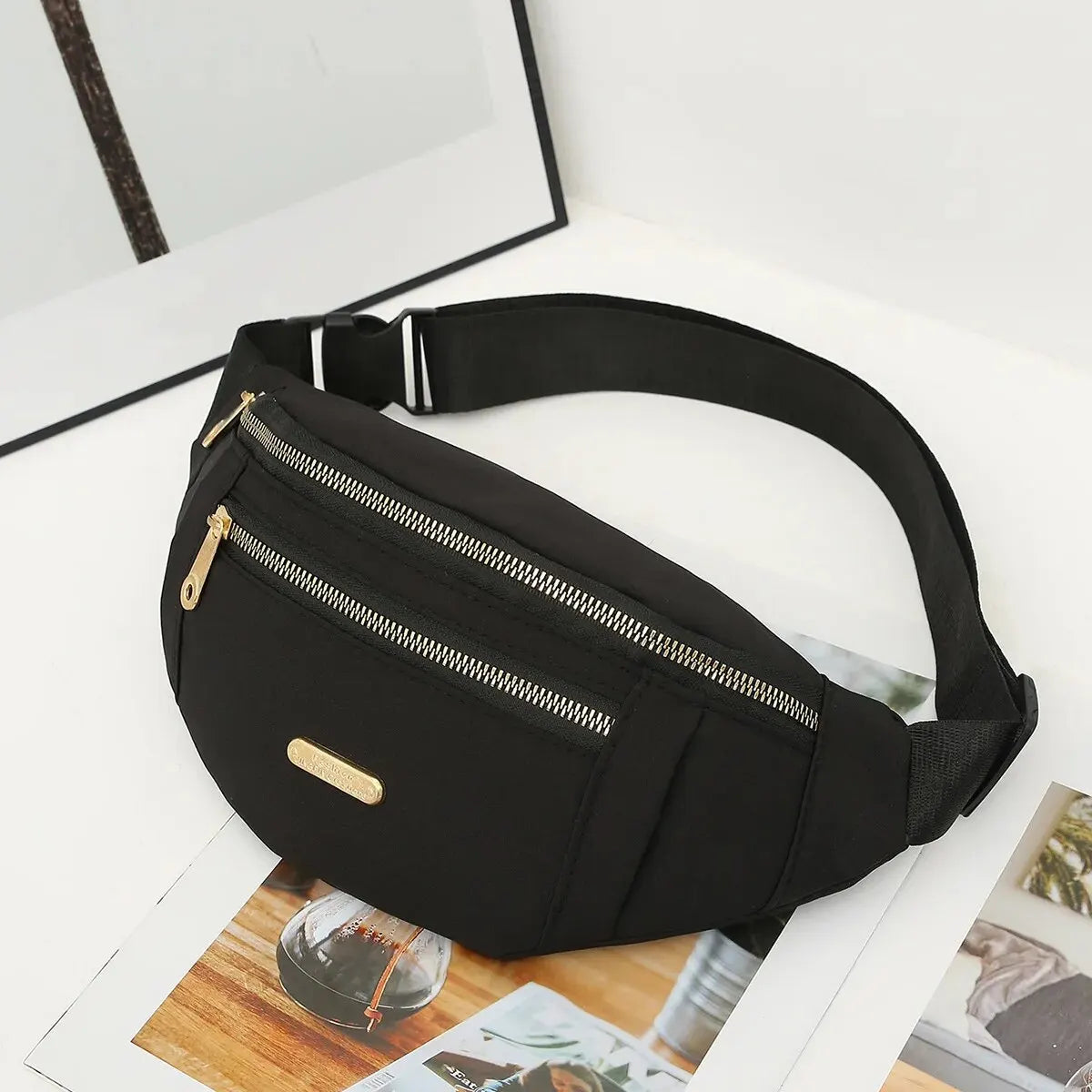 Women's sports waist bag by R.E.D. Shopping featuring multiple layers, fanny pack style, ideal for outdoor activities.