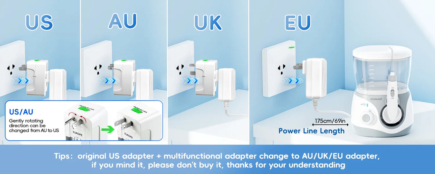 Home Water Flosser 600ml | 10 Pressure Settings | 6 Nozzles | EU Plug | Professional Oral Irrigator