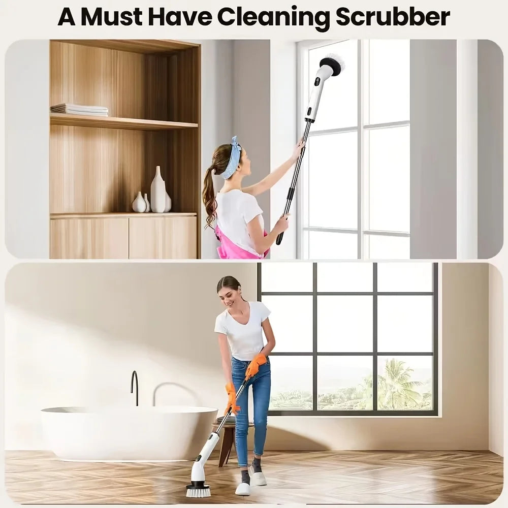 9-in-1 USB Rechargeable Electric Cleaning Brush | 8 Heads | Telescopic Handle | Home & Car