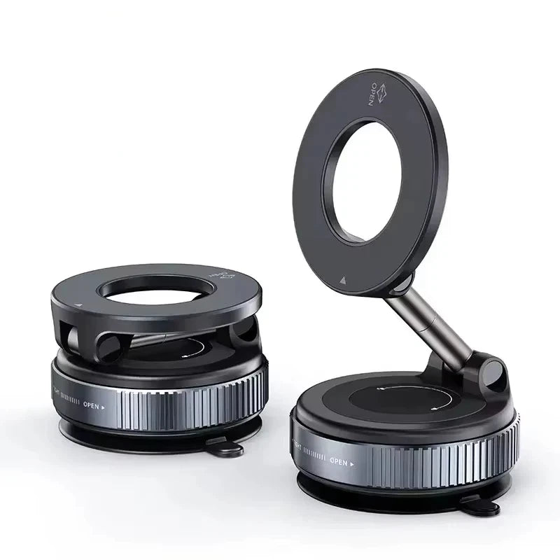 Rotating Folding Magnetic Phone Holder | Vacuum Suction MagSafe Stand for Car, Gym & Kitchen
