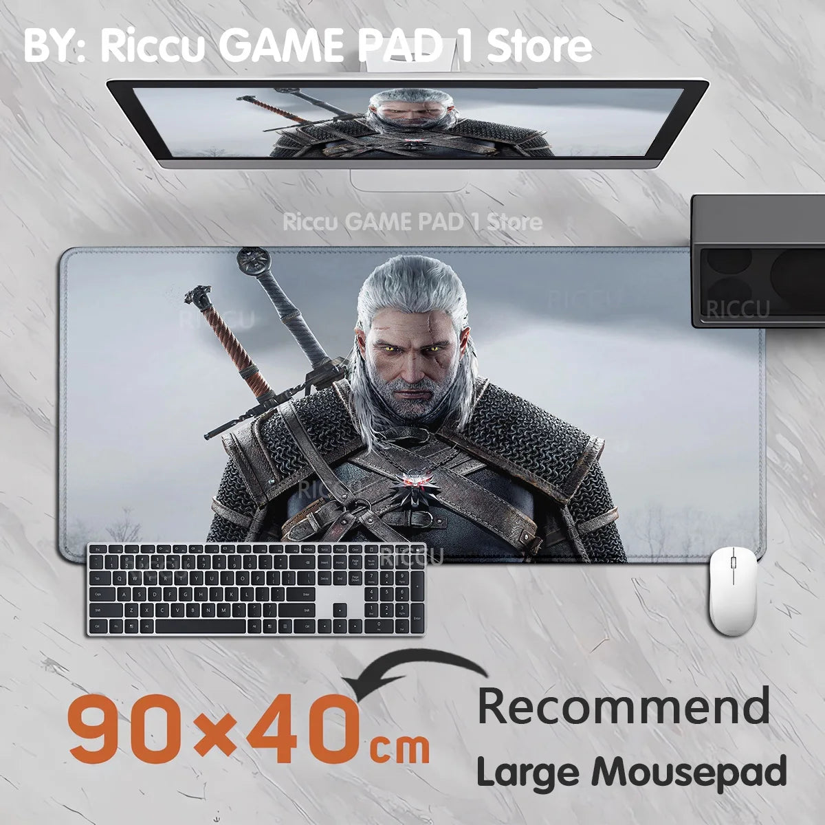 The Witcher 3 XXL Gaming Mouse Pad – Non-Slip, Lockedge, Thickened, Oversized Deskmat
