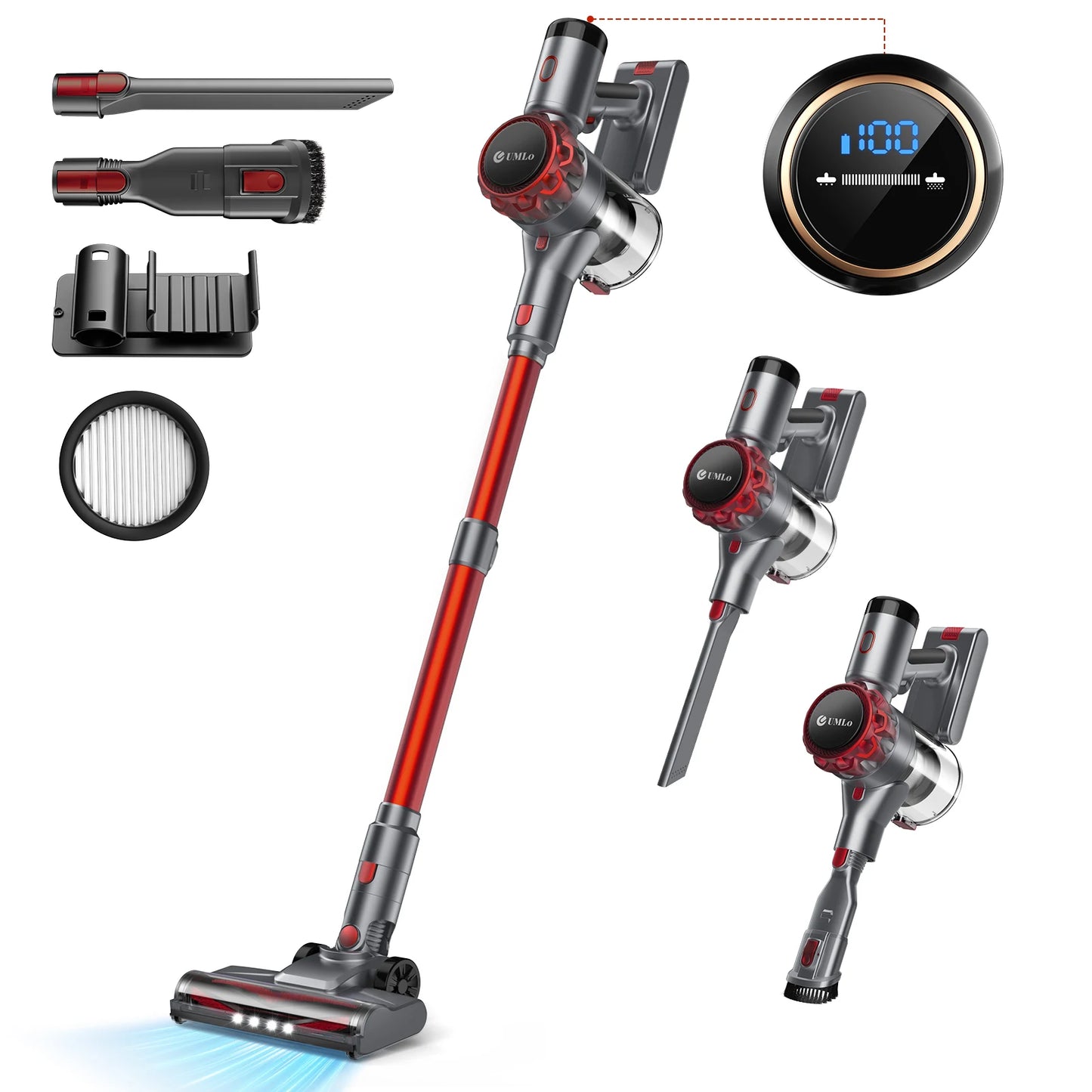 YISORA S3P Cordless Vacuum Cleaner – 40Kpa, 55 Min, Touchscreen, Pet Hair