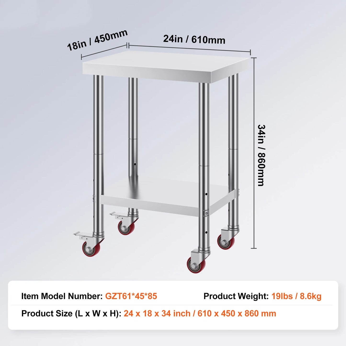 SucceBuy Stainless Steel Commercial Kitchen Worktable – Shelves & Caster Wheels