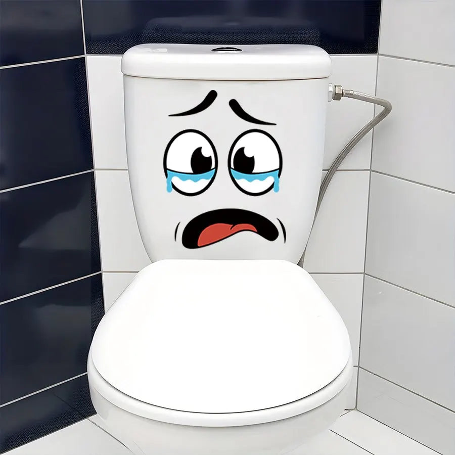 Cartoon Face Stickers 4-Sheet Set | Fun Home Decor for Trash Cans & Toilet