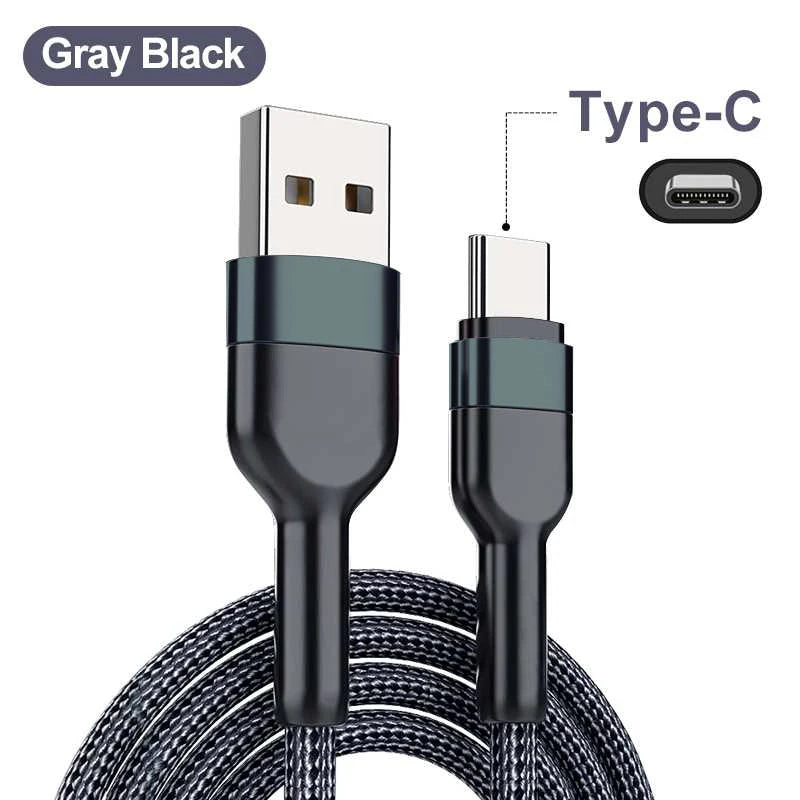 5A USB to Type-C Fast Charging Cable – Nylon Braided, for iPhone, Samsung, Xiaomi, Huawei