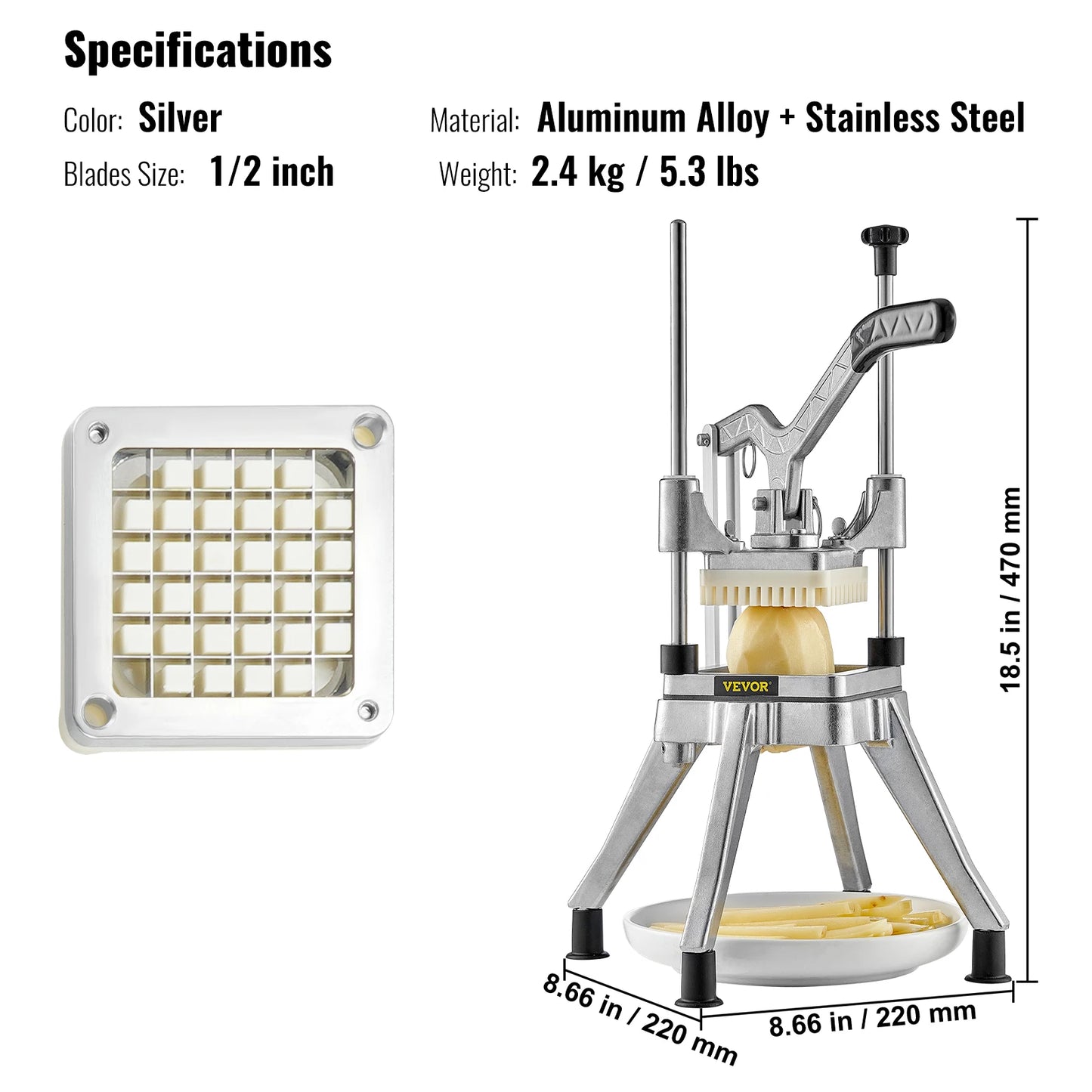 SucceBuy Commercial Food Dicer & French Fry Cutter – Heavy Duty Stainless Steel