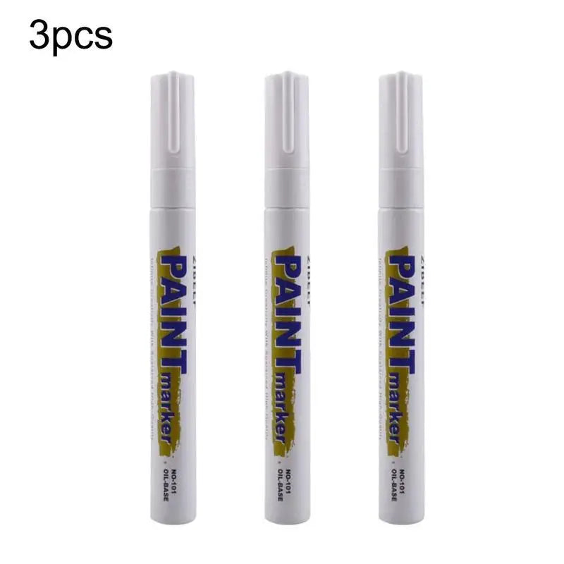 White Tyre Paint Pen Set | Waterproof Oil-Based Quick Dry Permanent Marker for Car Tyres (3pcs)