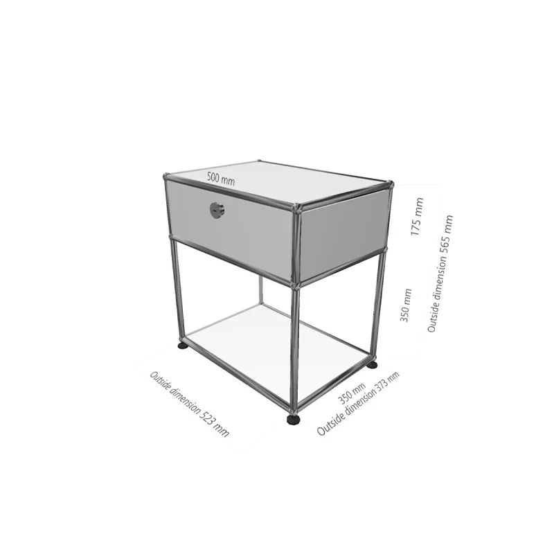 Stainless steel metal nightstands with storage cabinets, modern bedroom furniture from R.E.D. Shopping, suitable for living room or bedroom.
