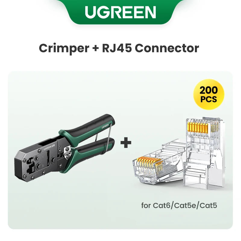 UGREEN RJ45 Crimper Tool NW136 | CAT6/7 Ethernet Cable Crimping Pliers | Cutter & Stripper | 8P/6P