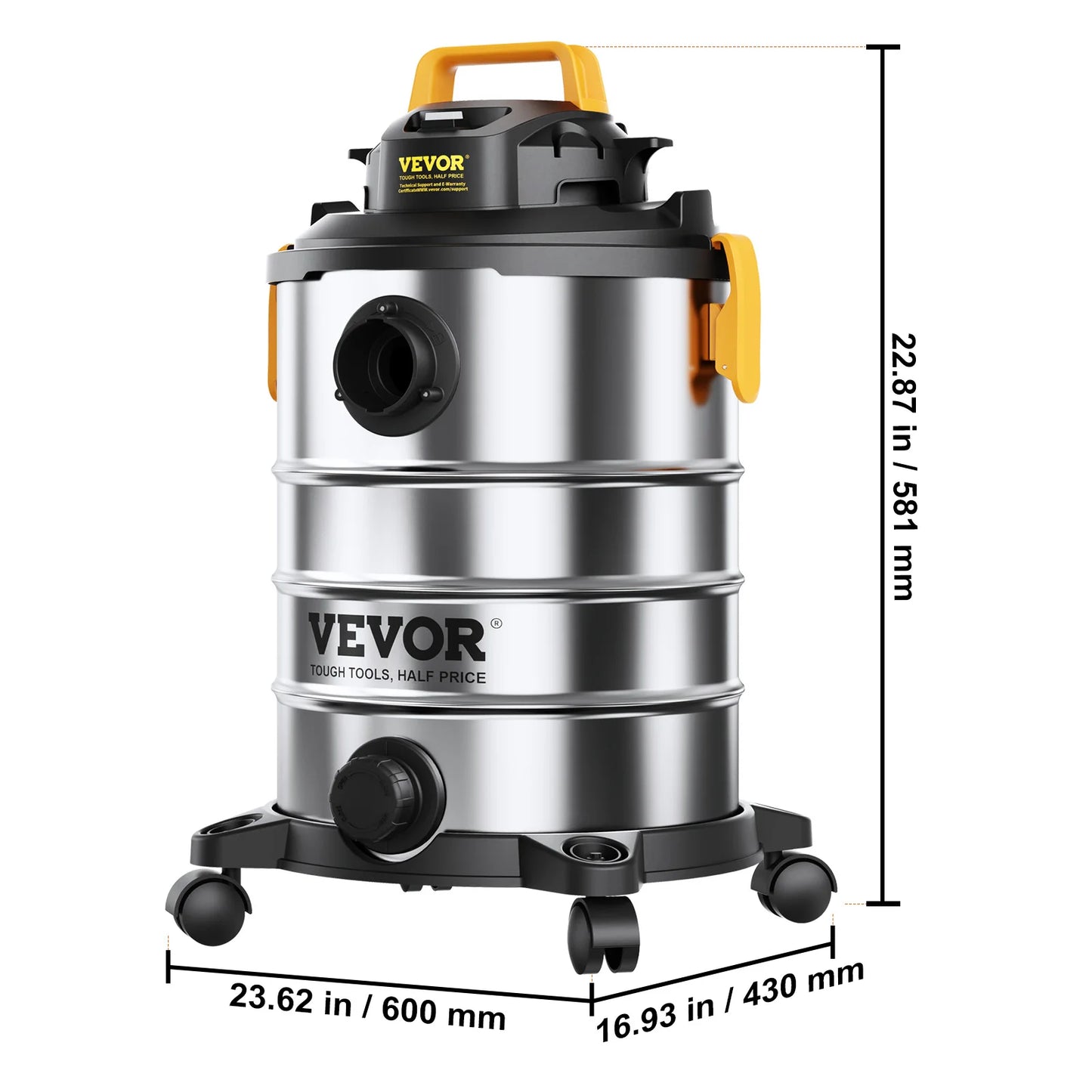 SucceBuy Stainless Steel Wet & Dry Shop Vacuum – 1000W+, Powerful Suction, 18L/20L/30L, for Carpet, Debris & Pet Hair