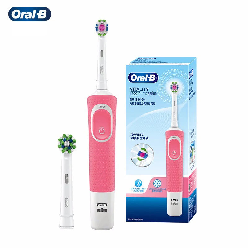 Oral-B D100 Vitality Electric Toothbrush – 2D Cleaning, 10000RPM, Timer, Inductive Charger