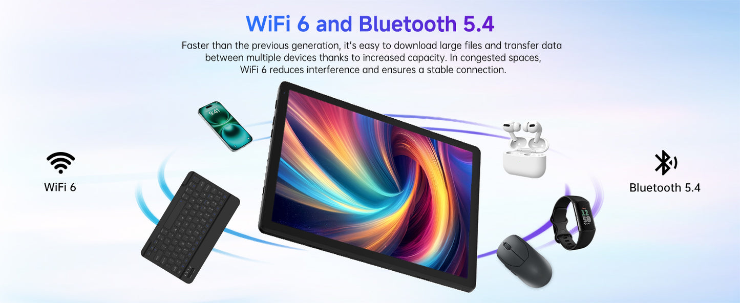 URAO Tablet 10.4" – Android 15, 20GB RAM, 64GB+1TB, WiFi 6, BT 5.4, Dual Camera, GMS