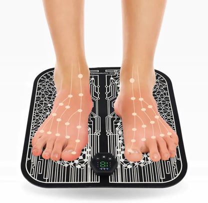 R.E.D. Shopping EMS neuropathy mat with electric muscle stimulation and acupressure for pain relief and relaxation.