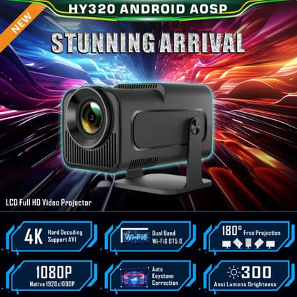 Portable R.E.D. Shopping mini projector displaying HD video for home entertainment with a compact design.