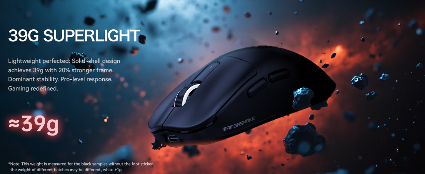 ATTACK SHARK × MAMBASNAKE M3 Superlight Gaming Mouse | 39g | PAW3395PRO | 40000 DPI | 200Hr Battery