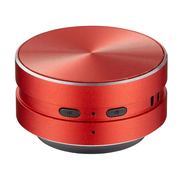 Red conduction speaker from R.E.D. Shopping with sleek design and control buttons visible in the image.