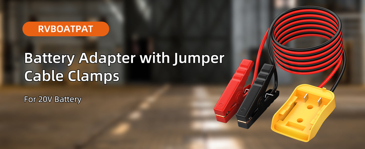 Jumper Cable Clamps with DEWALT 20V Battery Adapter – Car Jump Starter Kit