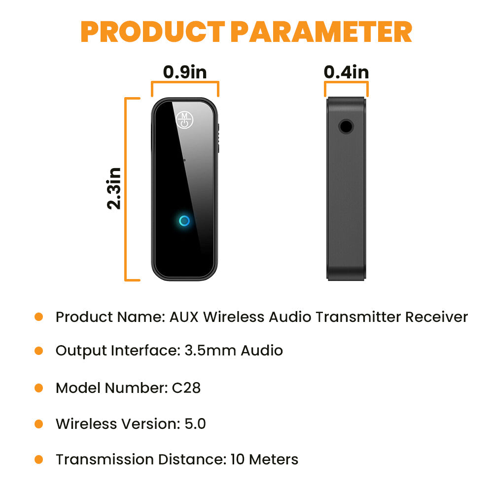 R.E.D. Shopping 2-in-1 Bluetooth 5.0 USB wireless transmitter adapter for electronics accessories, black device with ports