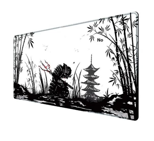 Large Samurai Edge gaming mouse pad by R.E.D. Shopping, featuring a non-slip textured surface and vibrant design for gaming setup.