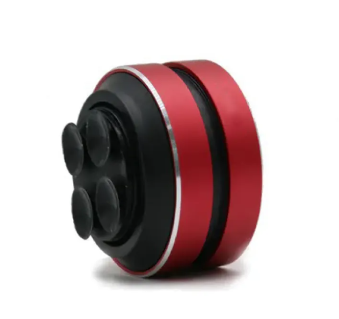R.E.D. Shopping magnetic bone conduction Bluetooth speaker displaying sleek black design and control buttons on top.