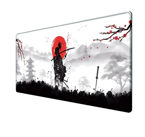 Large Samurai Edge gaming mouse pad by R.E.D. Shopping, featuring a non-slip rubber base and smooth surface for gaming accuracy.