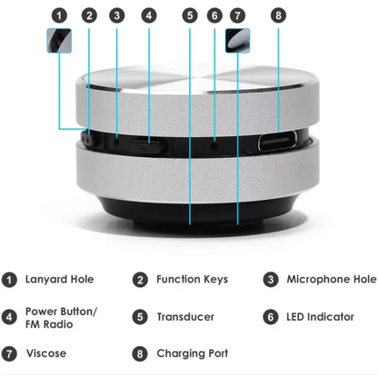 R.E.D. Shopping magnetic bone conduction Bluetooth speaker showing sleek black design and control buttons on the front.