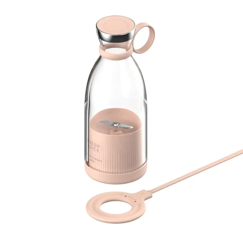 Wireless 4-blade portable USB rechargeable blender from R.E.D. Shopping, shown with sleek design and compact size for home use.