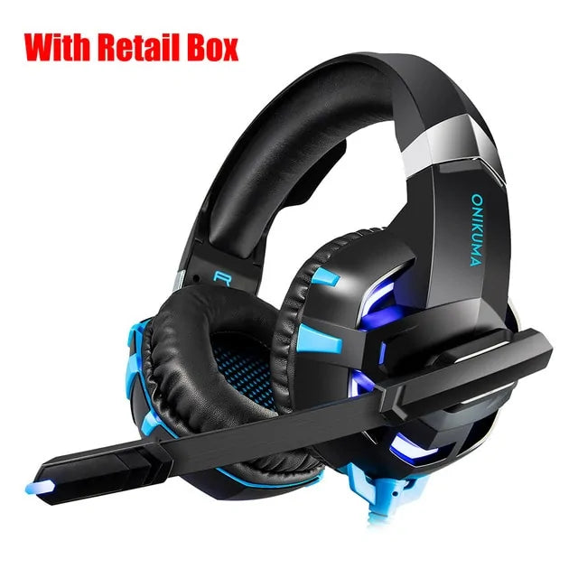 R.E.D. Shopping gaming headphones with immersive sound, adjustable microphone, over-ear design, and padded ear cups.