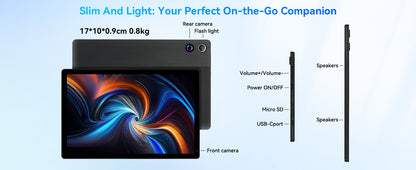 URAO Tablet 10" – Android 15, 20GB RAM, 64GB, 1280x800 IPS, WiFi 6, Widevine L1 + Keyboard Set