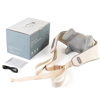 R.E.D. Shopping neck and shoulder massager providing deep tissue relief, with adjustable straps and heat function for relaxation.