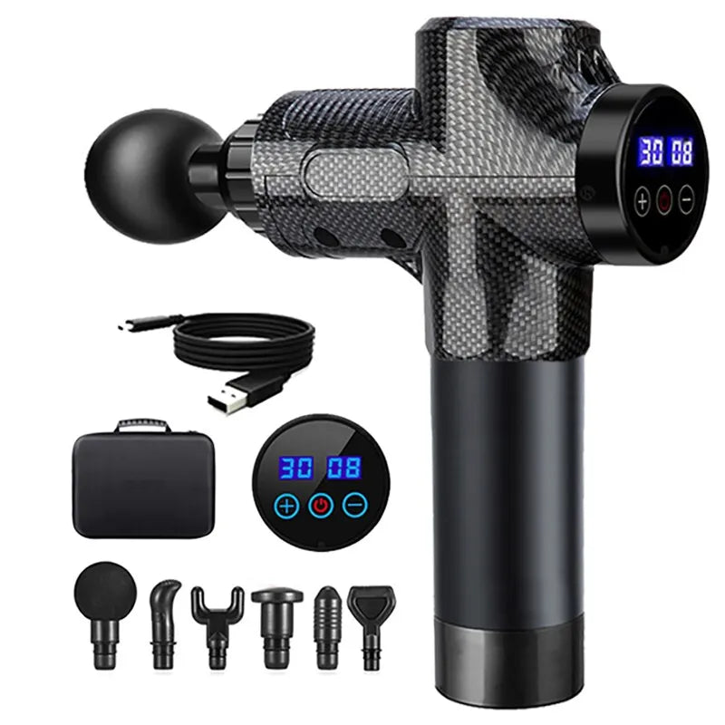 Portable R.E.D. Shopping facial massage gun for spa-quality skin care, showing the handheld device with massage heads on a clean surface.