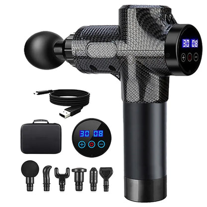 Portable R.E.D. Shopping facial massage gun for spa-quality skin care, showing the handheld device with massage heads on a clean surface.