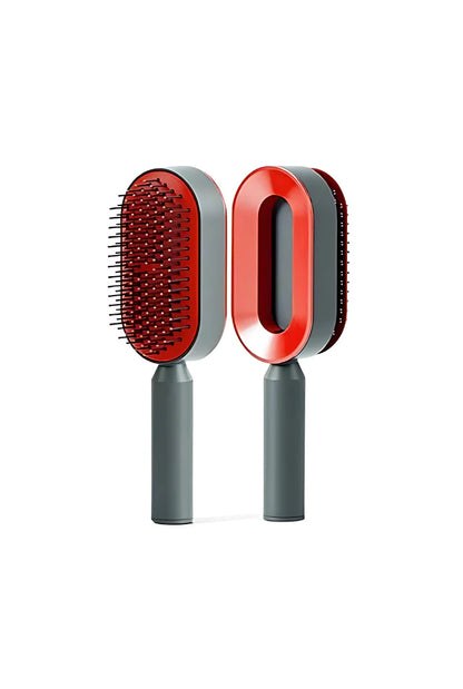 R.E.D. Shopping self-cleaning pet grooming brush with ergonomic handle for effective animal fur grooming and easy cleaning.