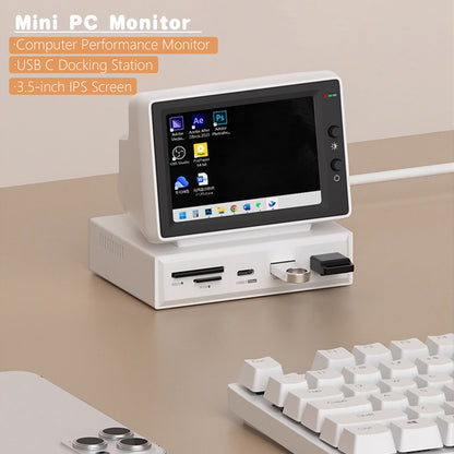 3.5" IPS Mini Screen with USB-C Hub – AIDA64 CPU/RAM Monitor for PC & MacBook