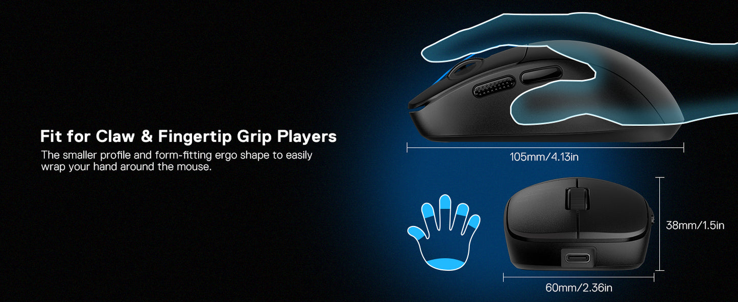 Redragon M817 Wired Gaming Mouse | 24000 DPI | 37G Ultra-Light | 5 Buttons | Ergonomic | Black Blue