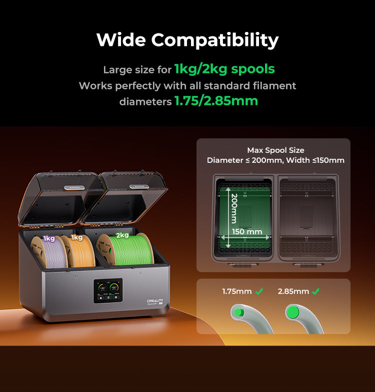 Creality Space Pi X4 Filament Dryer – Dual Chamber, Active Dehumidification