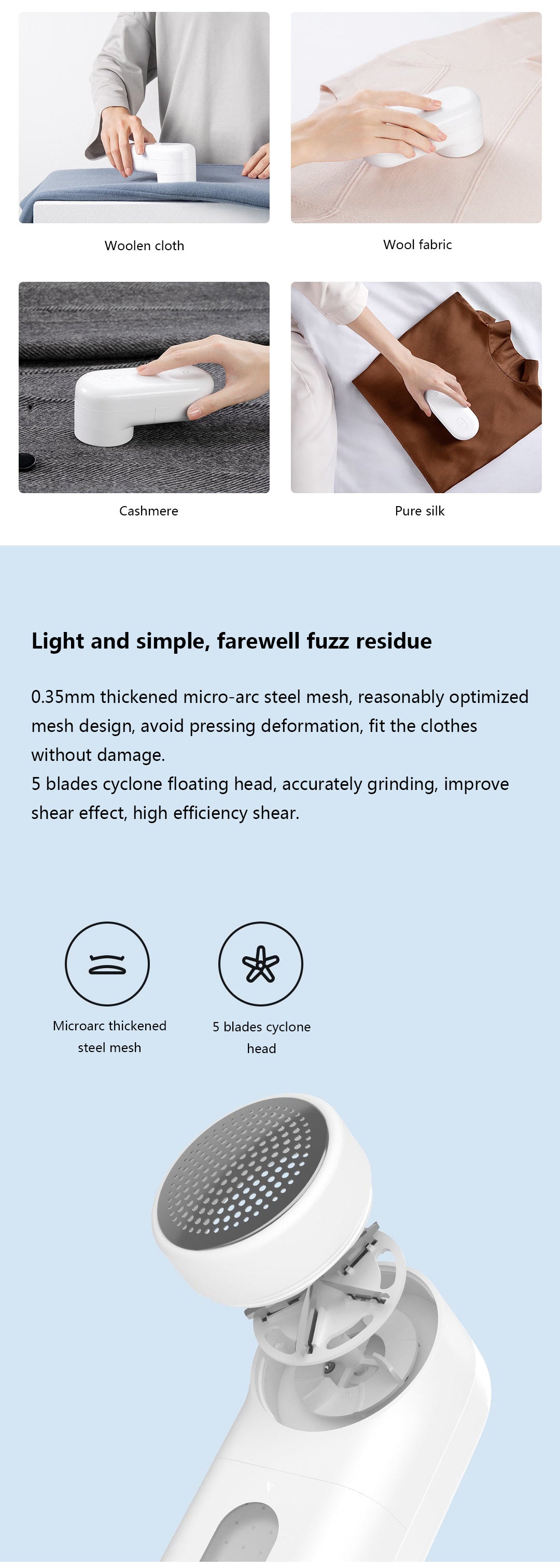 Xiaomi MIJIA Rechargeable Lint Remover – Portable Fabric Shaver for Clothes & Sweaters