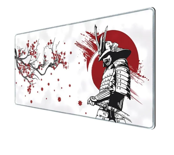 Large Samurai Edge gaming mouse pad by R.E.D. Shopping with non-slip rubber base and smooth surface for gaming and desk use.