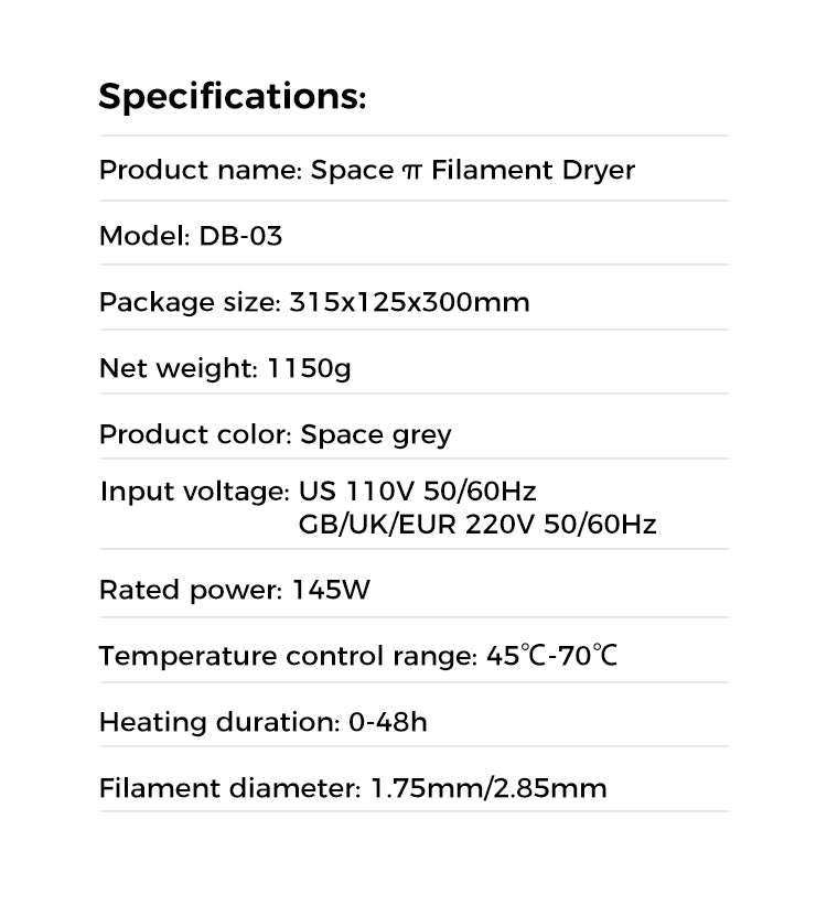 Creality Space Pi Filament Dryer Box – 45°C-70°C, 360° Hot-Air, For K1 / Ender 3 V3 SE
