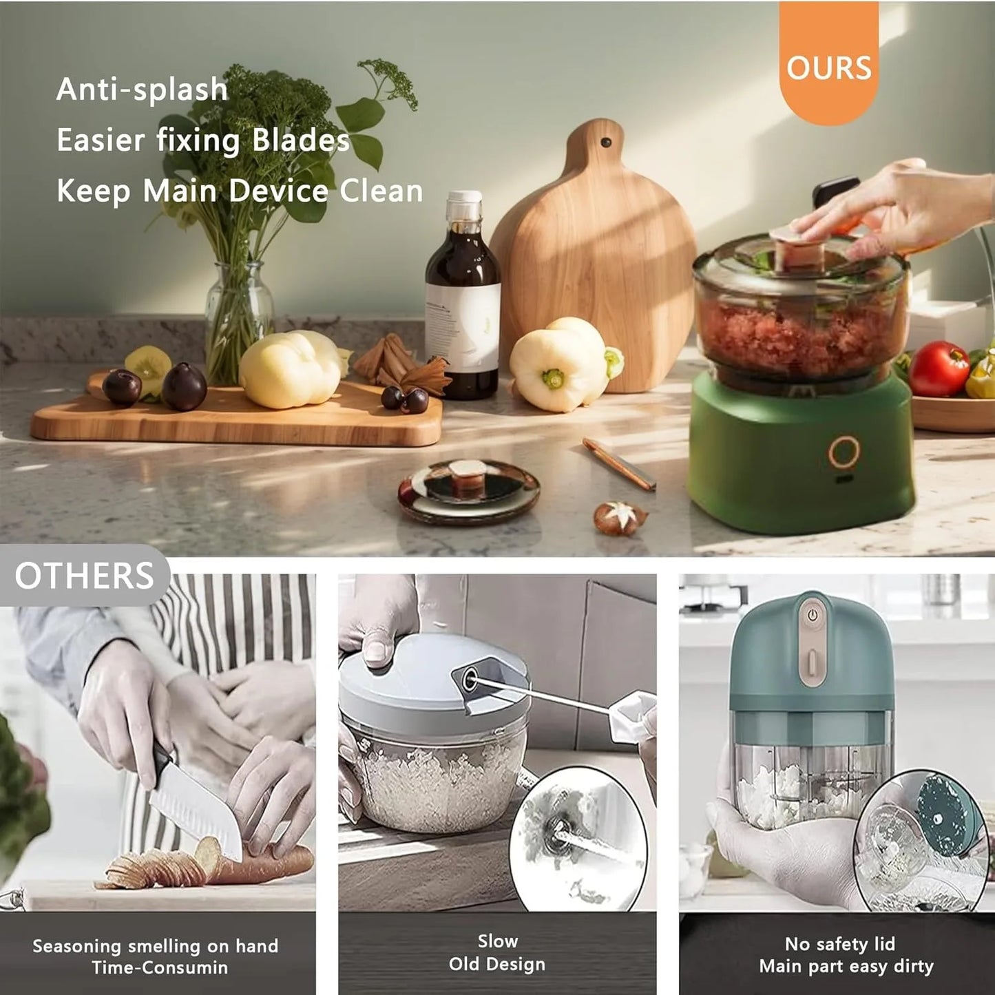 Mini Electric Food Processor USB | Garlic Chopper, Meat Grinder, Vegetable Mincer 350ML