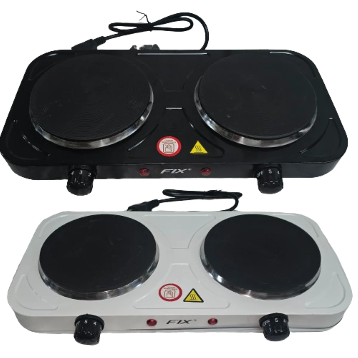 Portable Electric Cooktop 2 Burners | Disc Stove | 110V | White & Black
