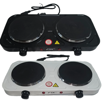 Portable Electric Cooktop 2 Burners | Disc Stove | 110V | White & Black