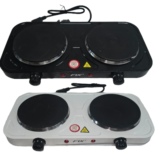 Portable Electric Cooktop 2 Burners | Disc Stove | 110V | White & Black