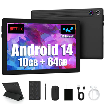 URAO 10" Android 15 Tablet – 20GB+64GB, 1TB Expandable, Widevine L1, 5000mAh, Stylus, Keyboard, Mouse & Case Set