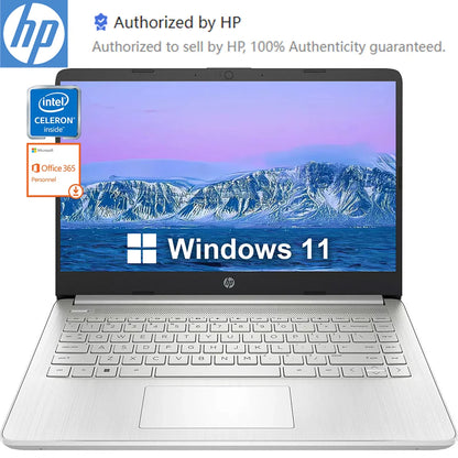 HP 14" Business Laptop – Intel Celeron N4120, up to 16GB RAM, up to 384GB Storage, 1-Year Office 365 | Silver