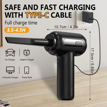 YASOKO 2-in-1 Air Blower & Vacuum Cleaner – 6000mAh Cordless, Keyboard & Computer Duster