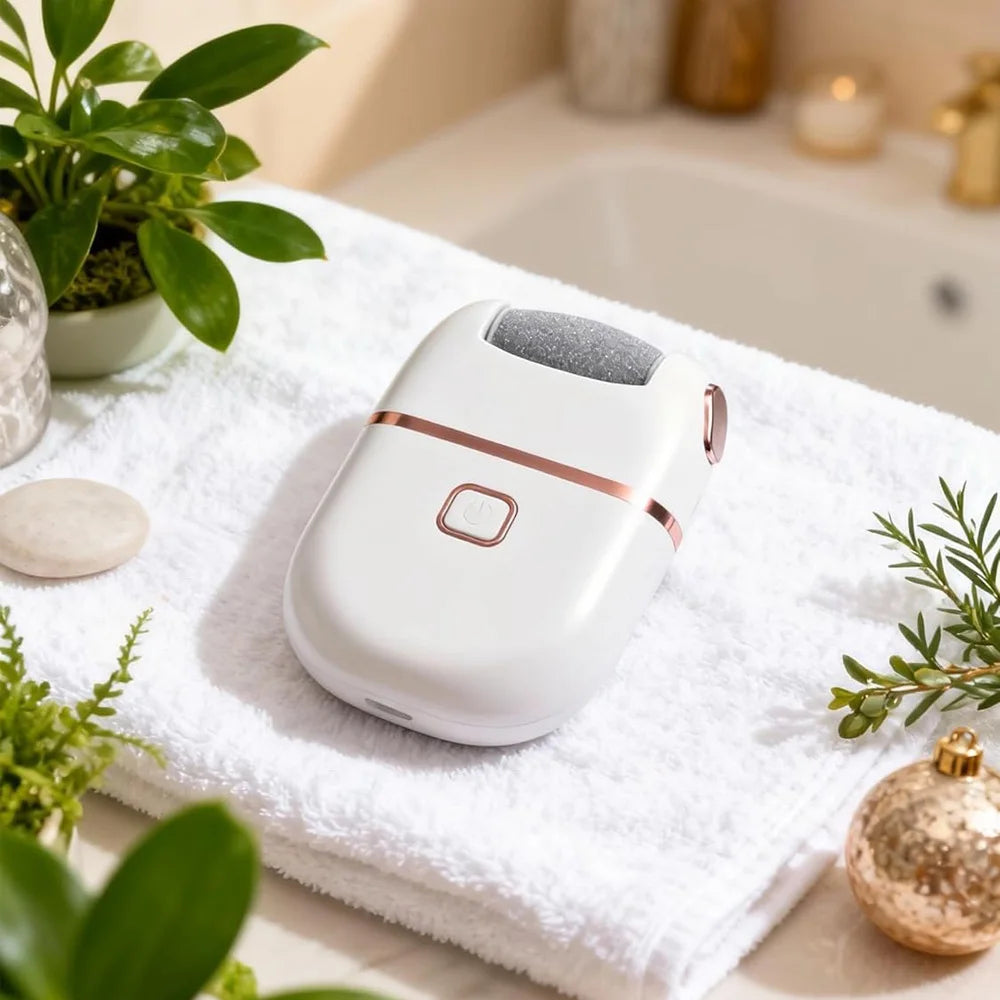 Rechargeable Electric Foot File & Callus Remover – 3 Grinding Heads, Pedicure Tool for Dead, Hard & Cracked Skin