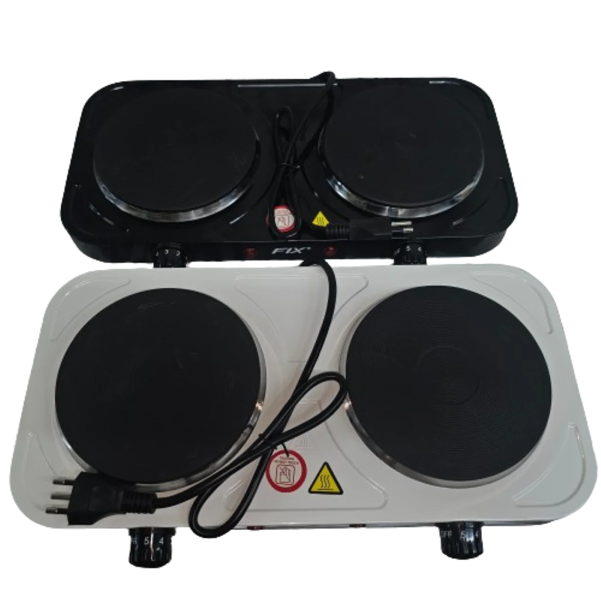Portable Electric Cooktop 2 Burners | Disc Stove | 110V | White & Black