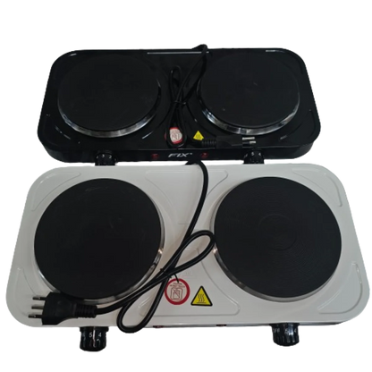 Portable Electric Cooktop 2 Burners | Disc Stove | 110V | White & Black
